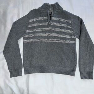 Nautica Big Boys Gray Striped Quarter Zip-Up Sweater